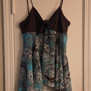 Forever 21 Black and Teal Paisley Spaghetti Strap Tank 💜🌼